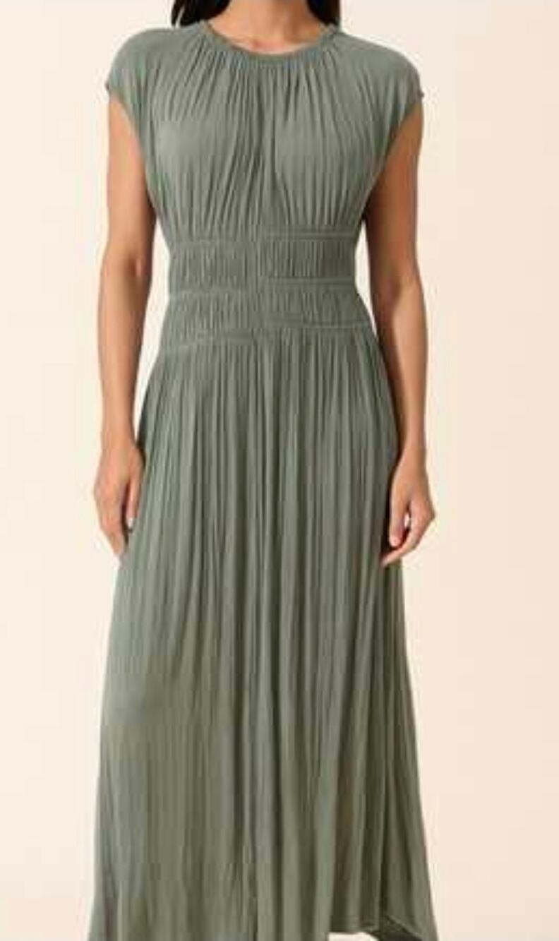 Zara satin wrinkle midi dress S light green